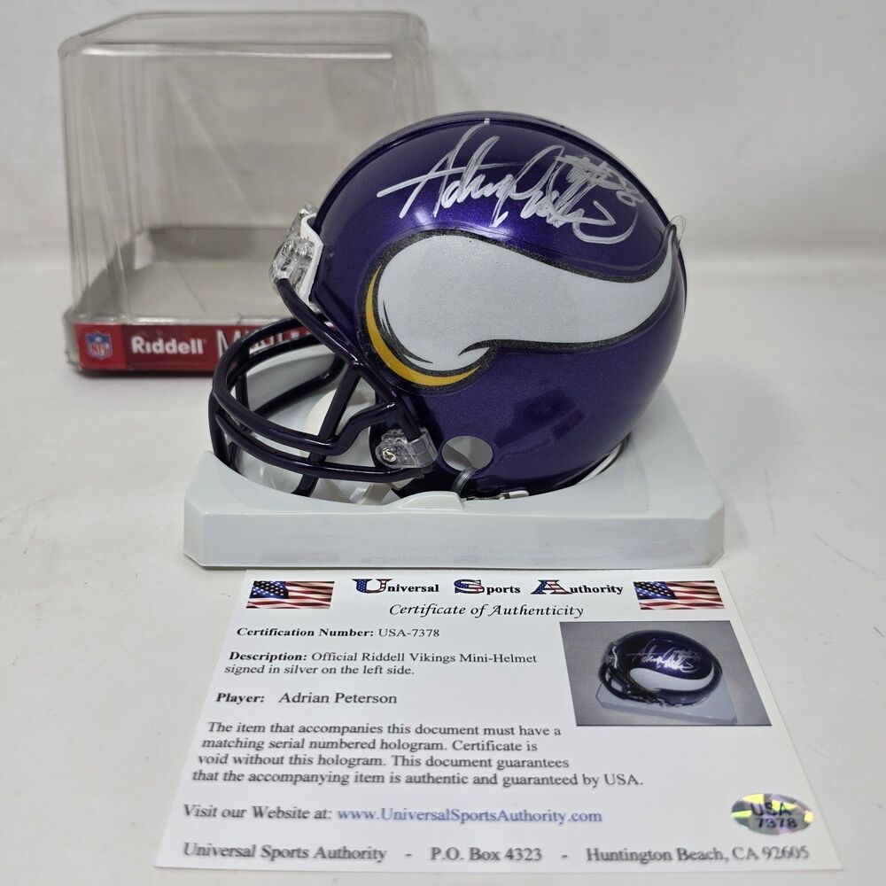 Adrian Peterson Signed Minnesota Vikings Mini Helmet Autographed NFL Riddell COA